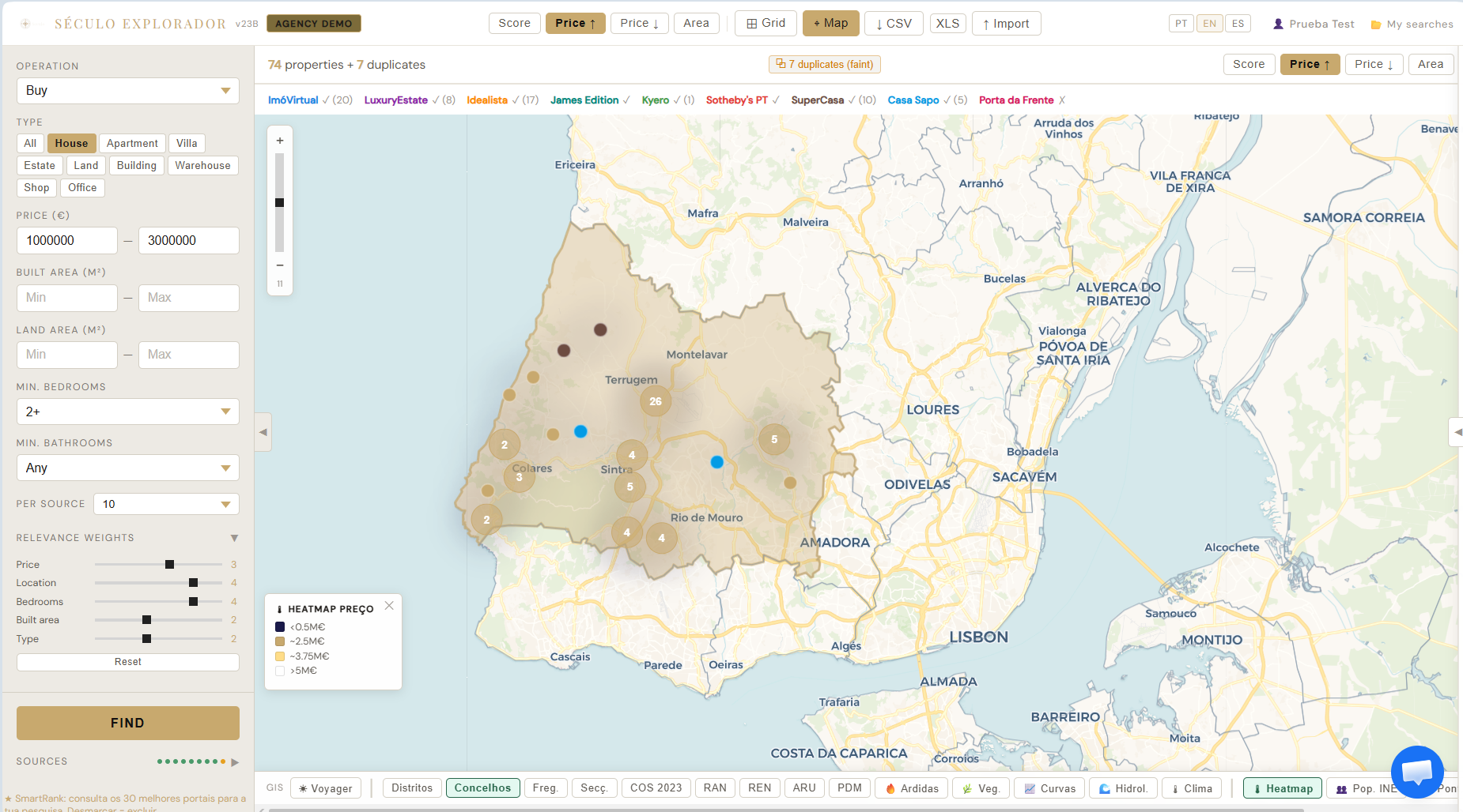 Agency — Search results on map