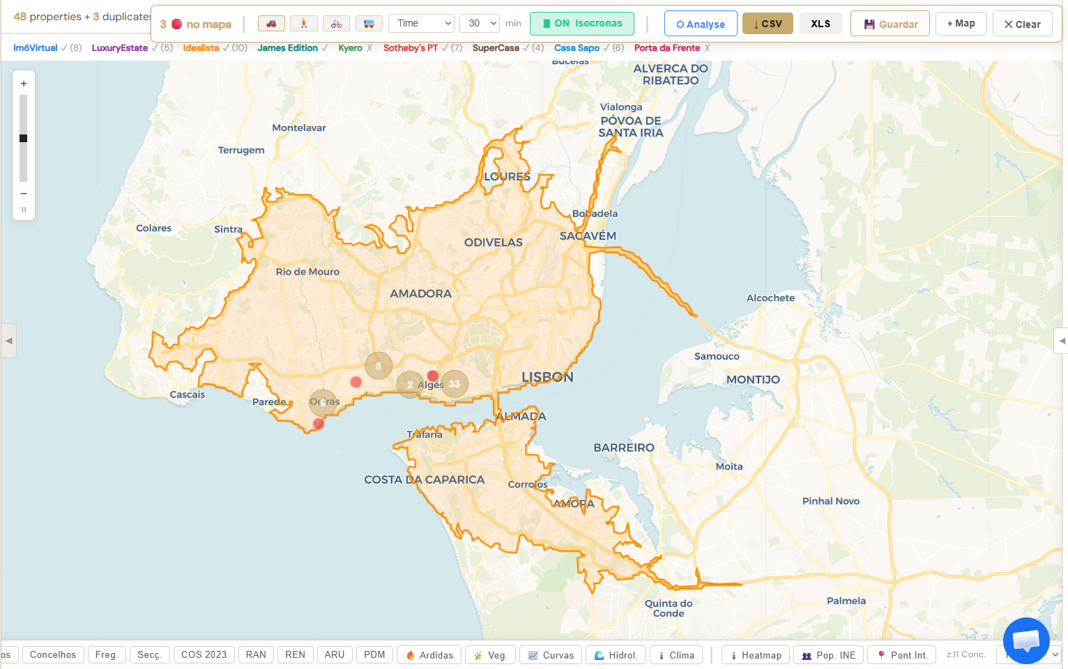 Business Match — Driving distance isochrone